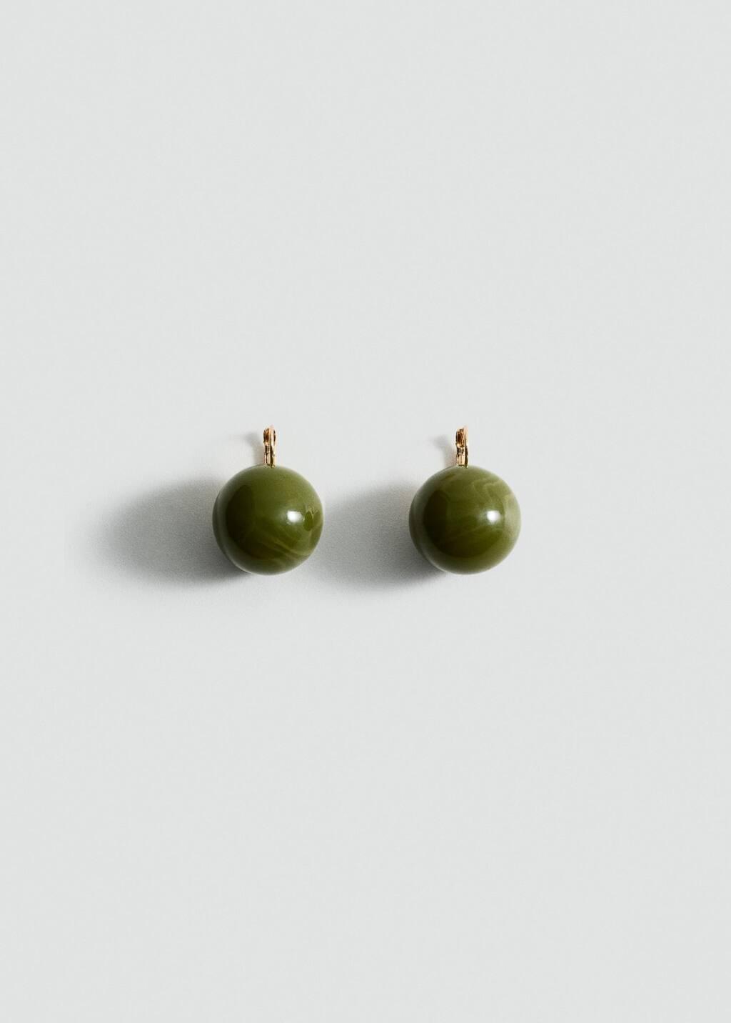Green Resin Ball Earrings, Green, large image number 3