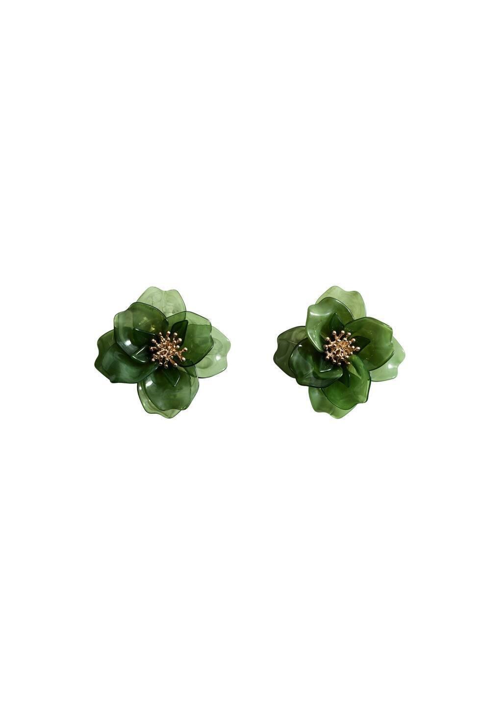 Green Floral Earrings, 0201_40, large image number 2