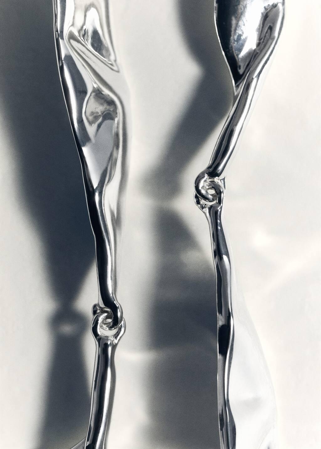 Silver Rigid Textured Earrings, Silver, large image number 1