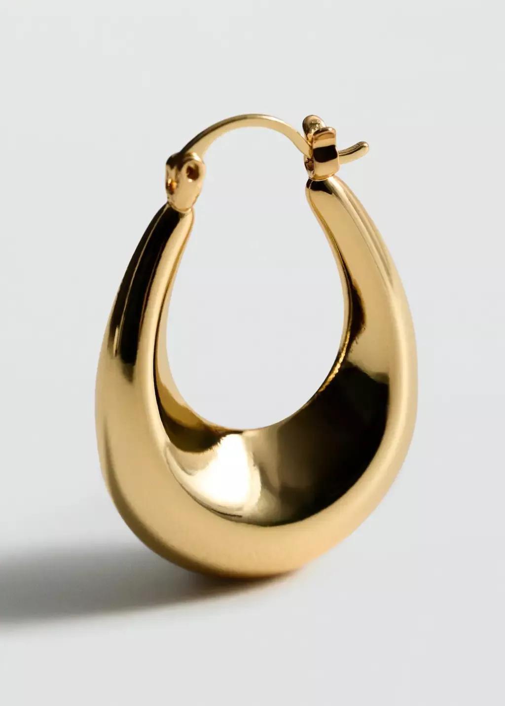 Gold Oval Hoop Earrings, 0201_OR, large image number 0