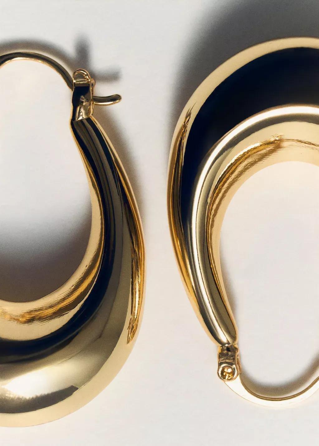 Gold Oval Hoop Earrings, 0201_OR, large image number 1