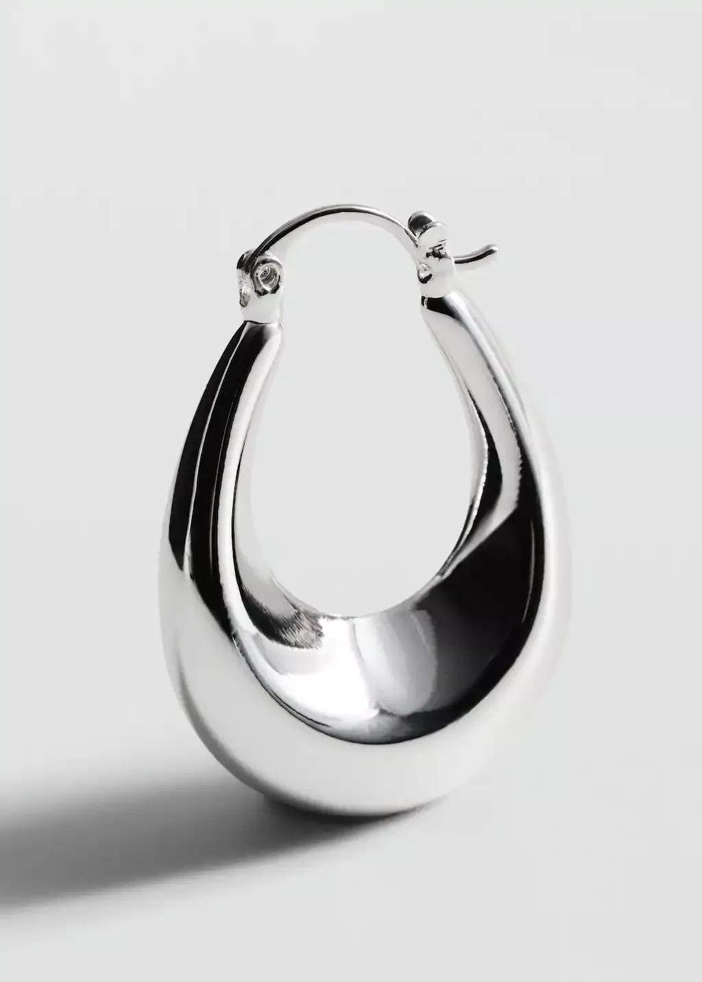 Silver Oval Hoop Earrings, , medium