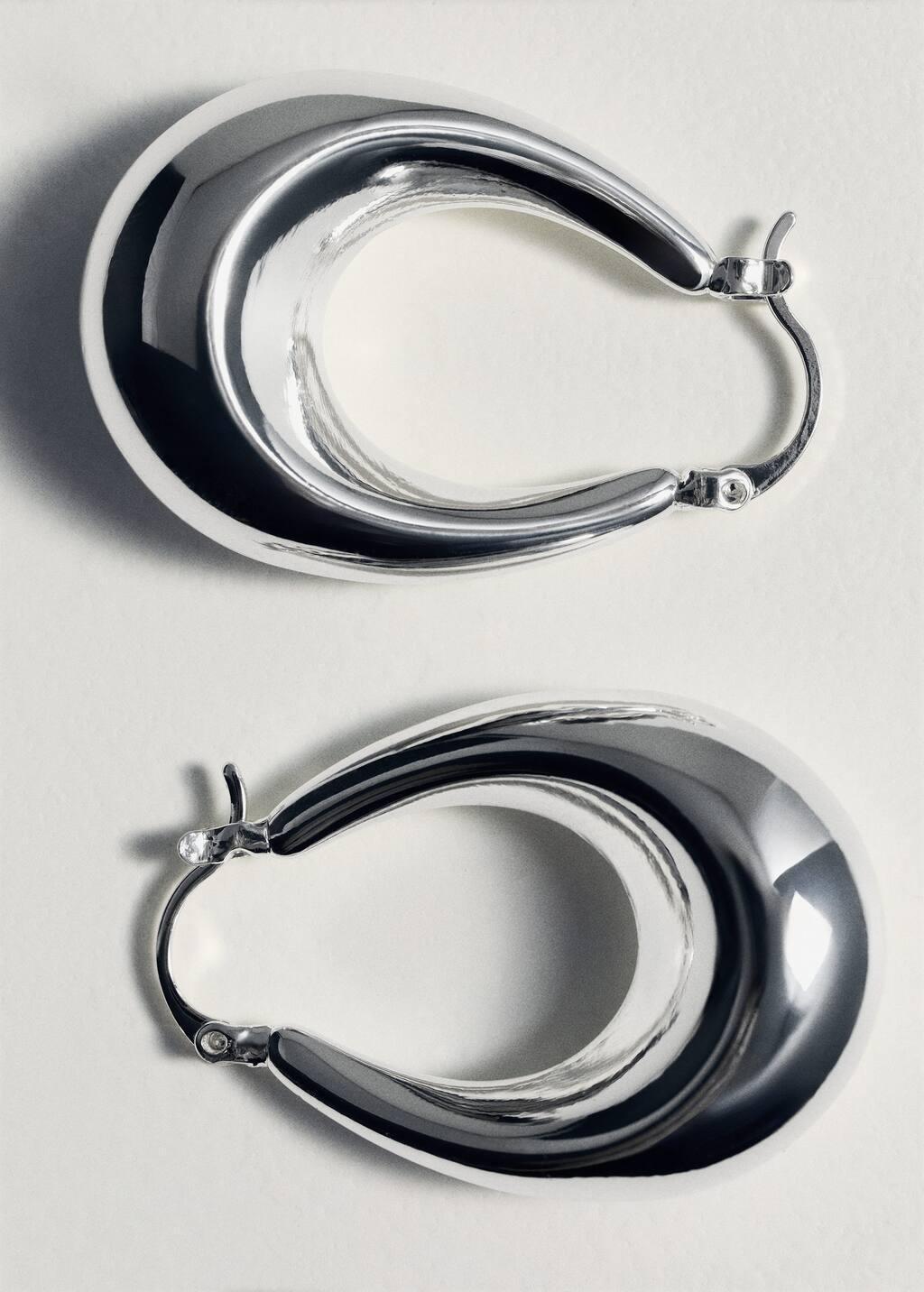 Silver Oval Hoop Earrings, 0201_PL, large image number 1