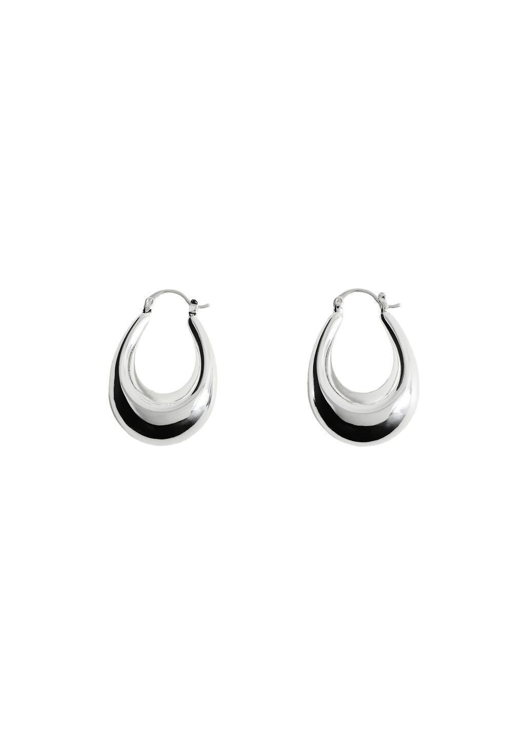 Silver Oval Hoop Earrings, 0201_PL, large image number 2