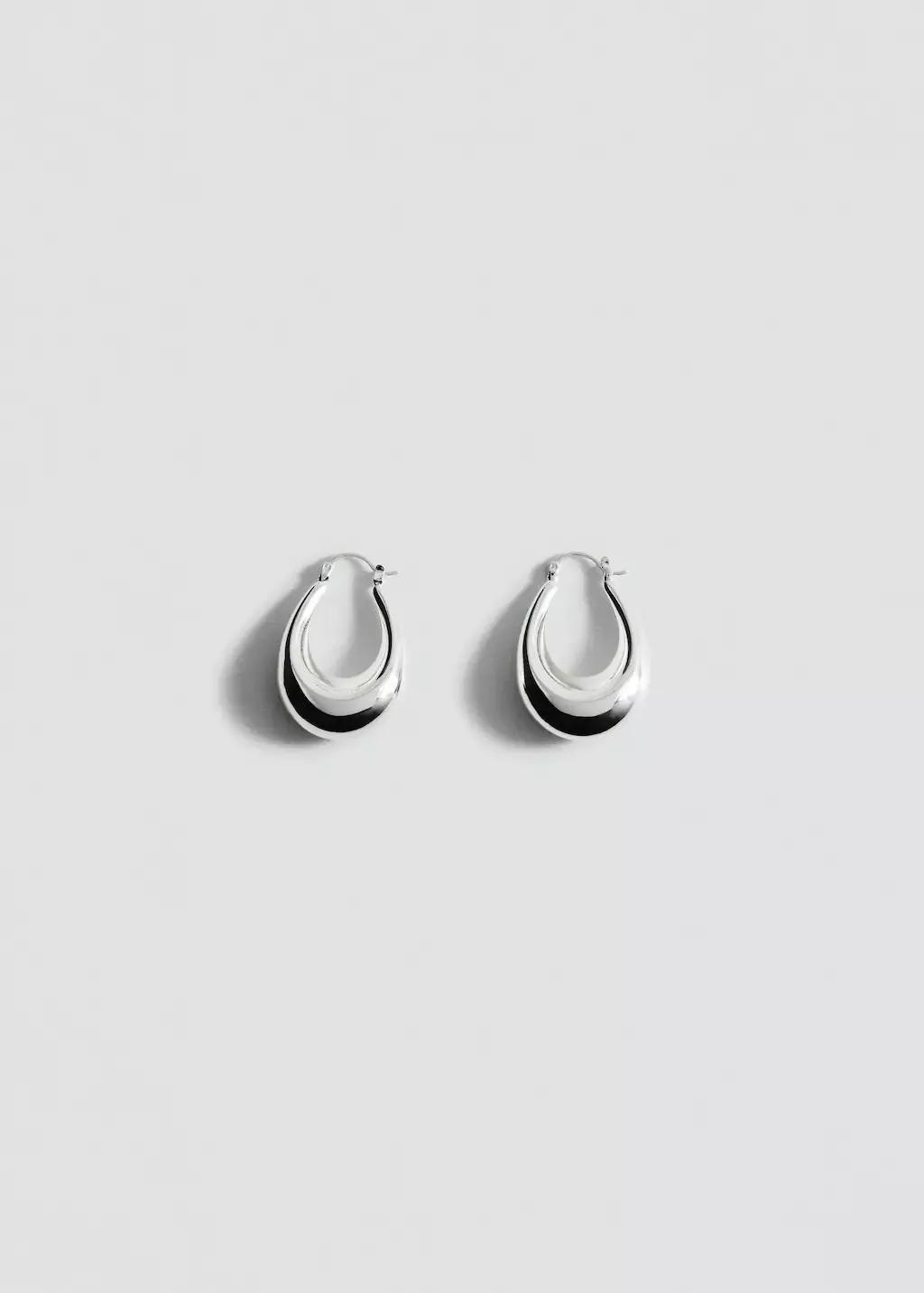 Silver Oval Hoop Earrings, 0201_PL, large image number 3