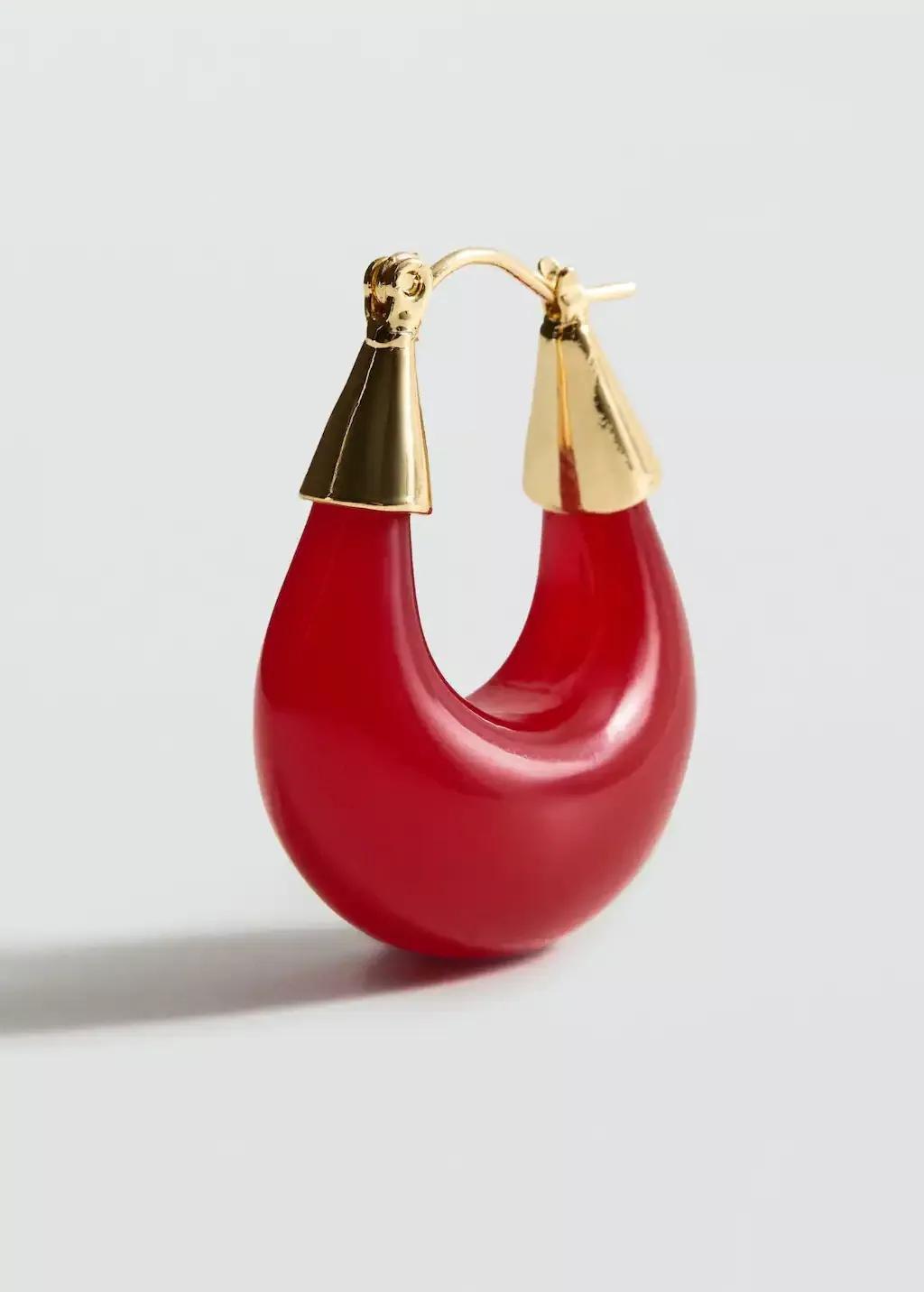 Red Mixed Hoop Earrings, Red, large image number 0