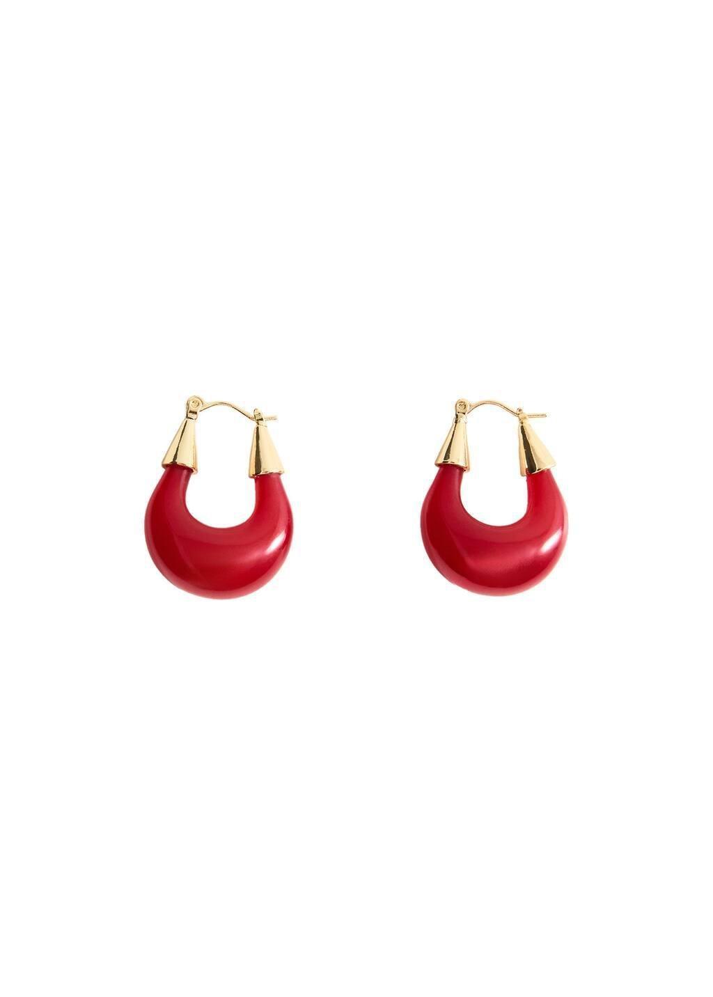 Red Mixed Hoop Earrings, Red, large image number 2