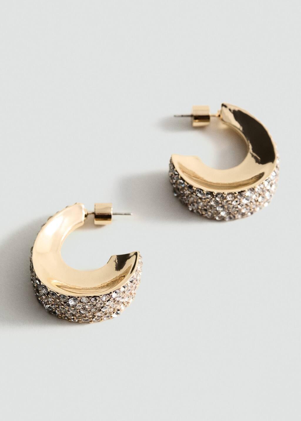 Gold Faceted Crystal Hoop Earrings, 0201_OR, large image number 1