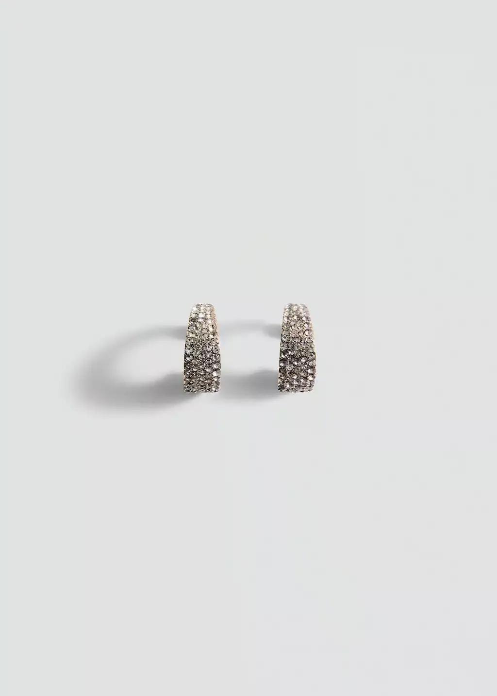 Gold Faceted Crystal Hoop Earrings, 0201_OR, large image number 3