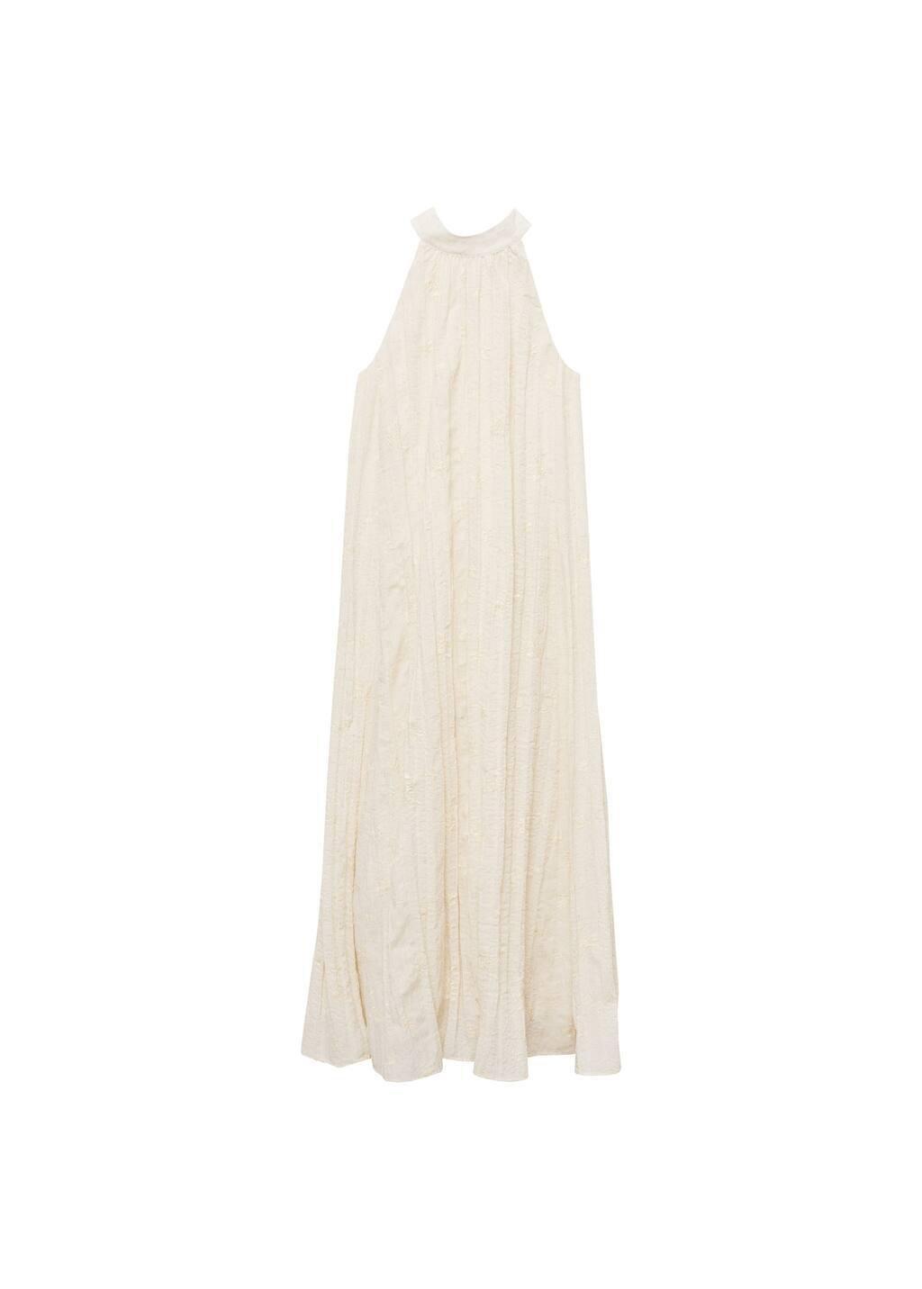 Brown Lt Pastel Embroidered Linen Blend Dress, , large image number 2