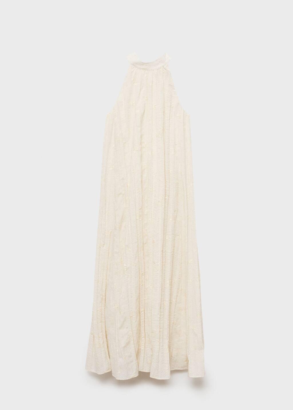 Brown Lt Pastel Embroidered Linen Blend Dress, , large image number 4