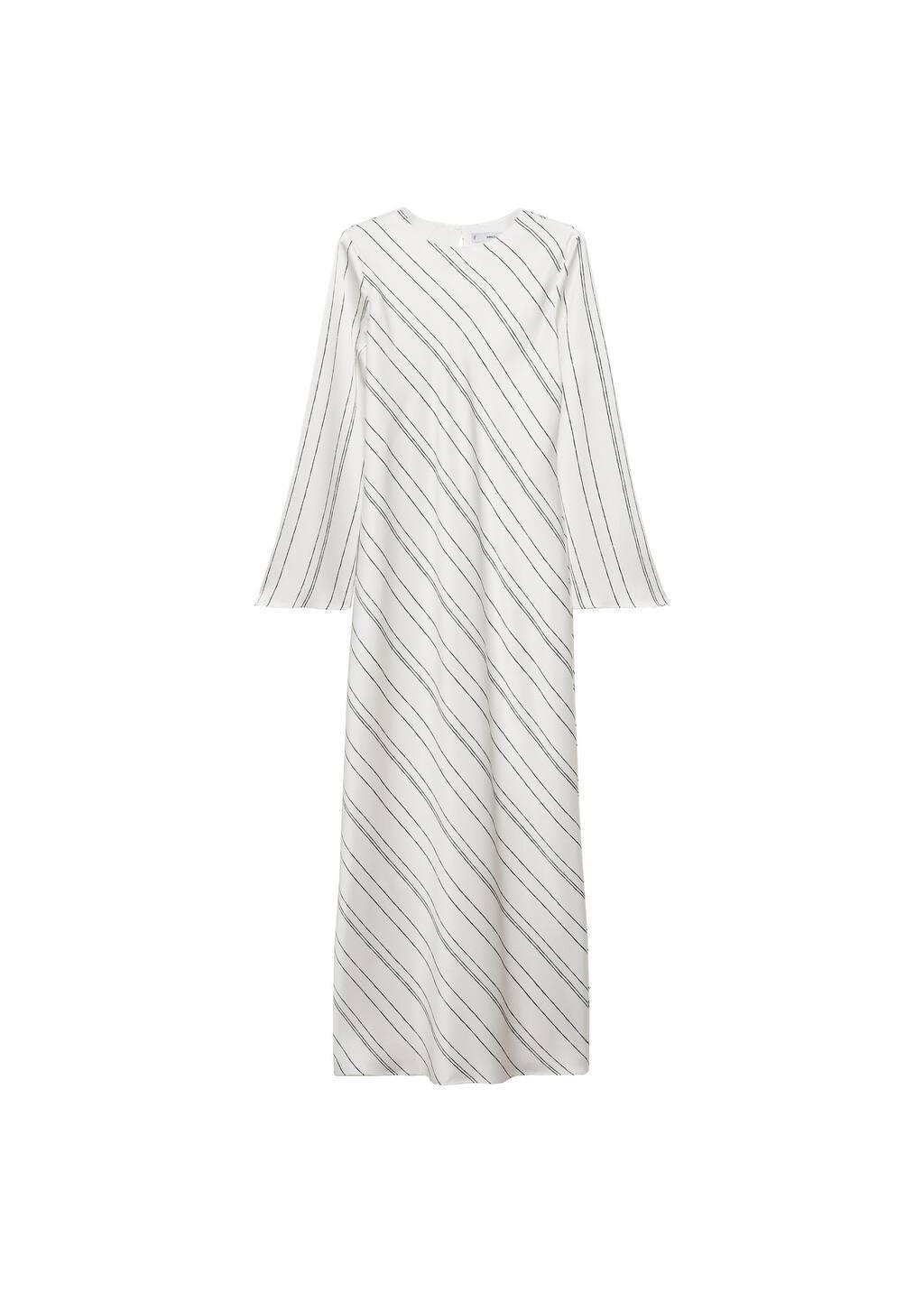 White Striped Satin Dress, , large image number 2