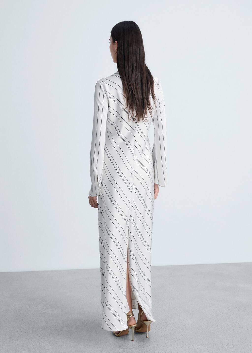 White Striped Satin Dress, , large image number 5