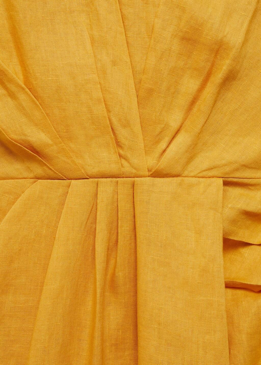 Yellow Linen Pleated Midi Dress, , large image number 5