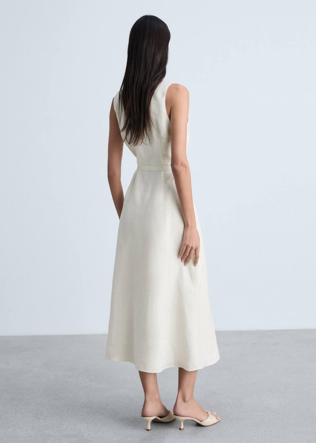 Yellow Linen Dress With Contrasting Trim, , large image number 6