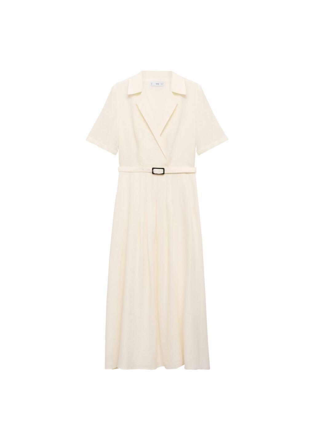 Yellow Belt Linen Dress, , large image number 2