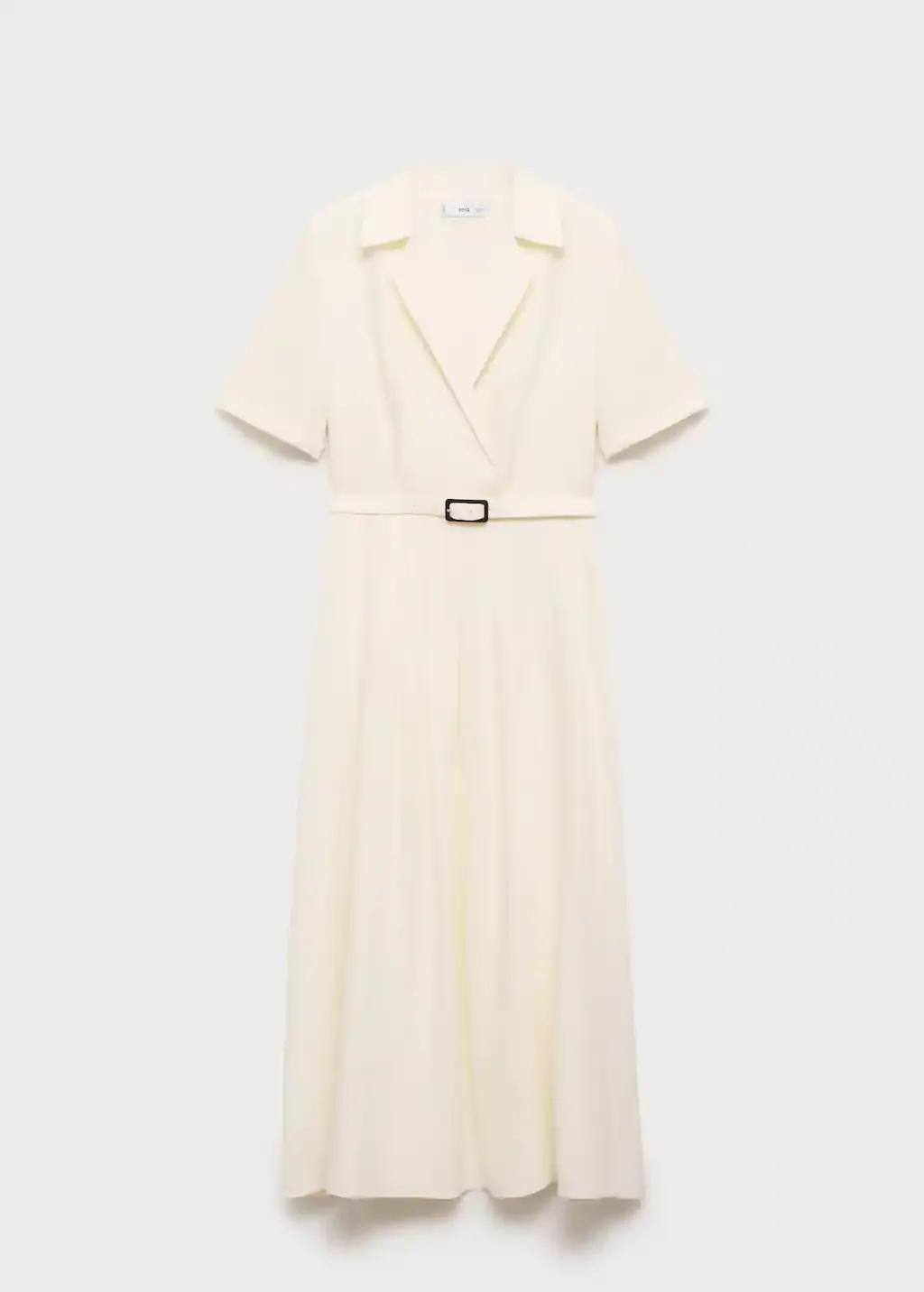 Yellow Belt Linen Dress, , large image number 4