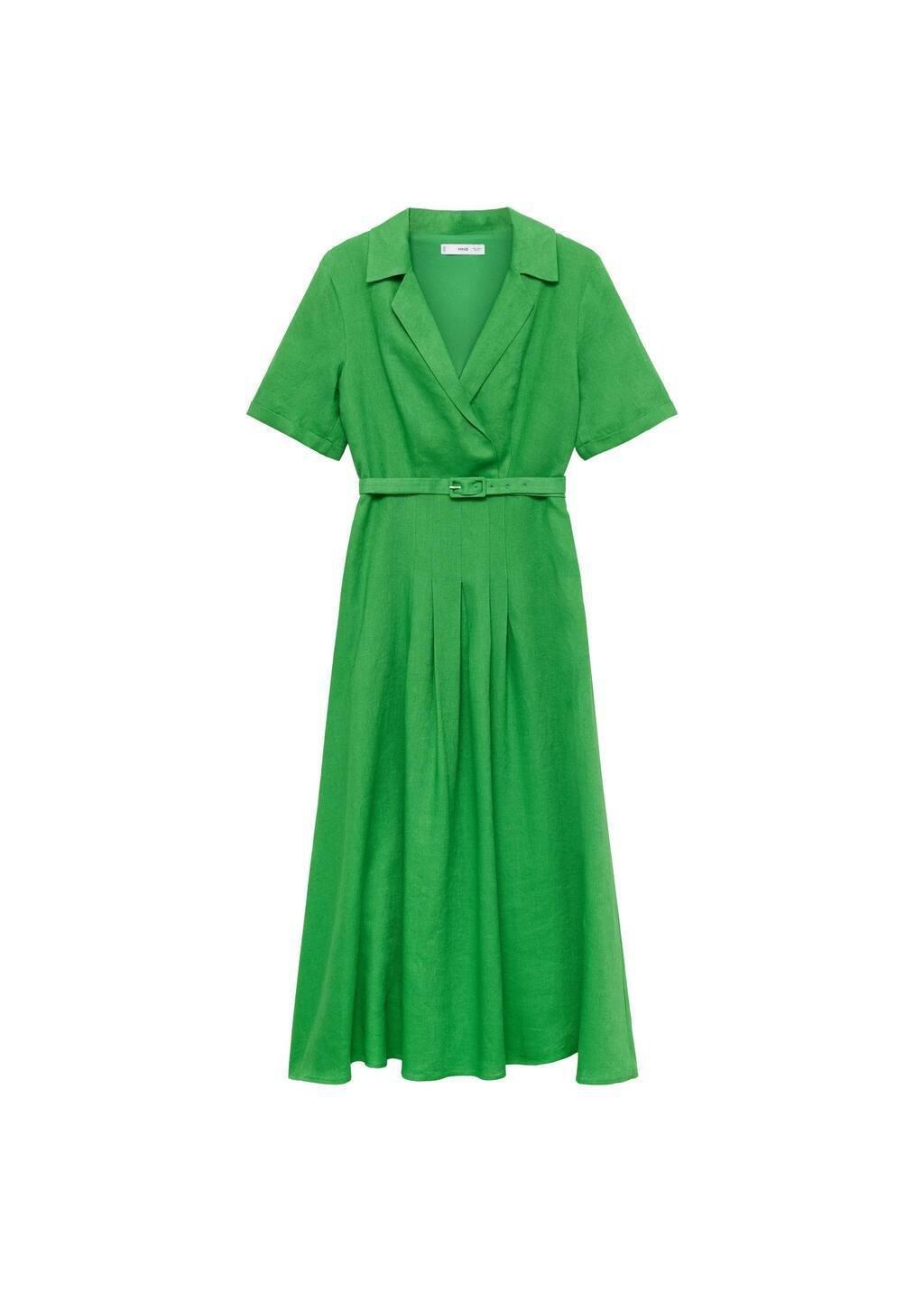 Green Belt Linen Dress, , large image number 2