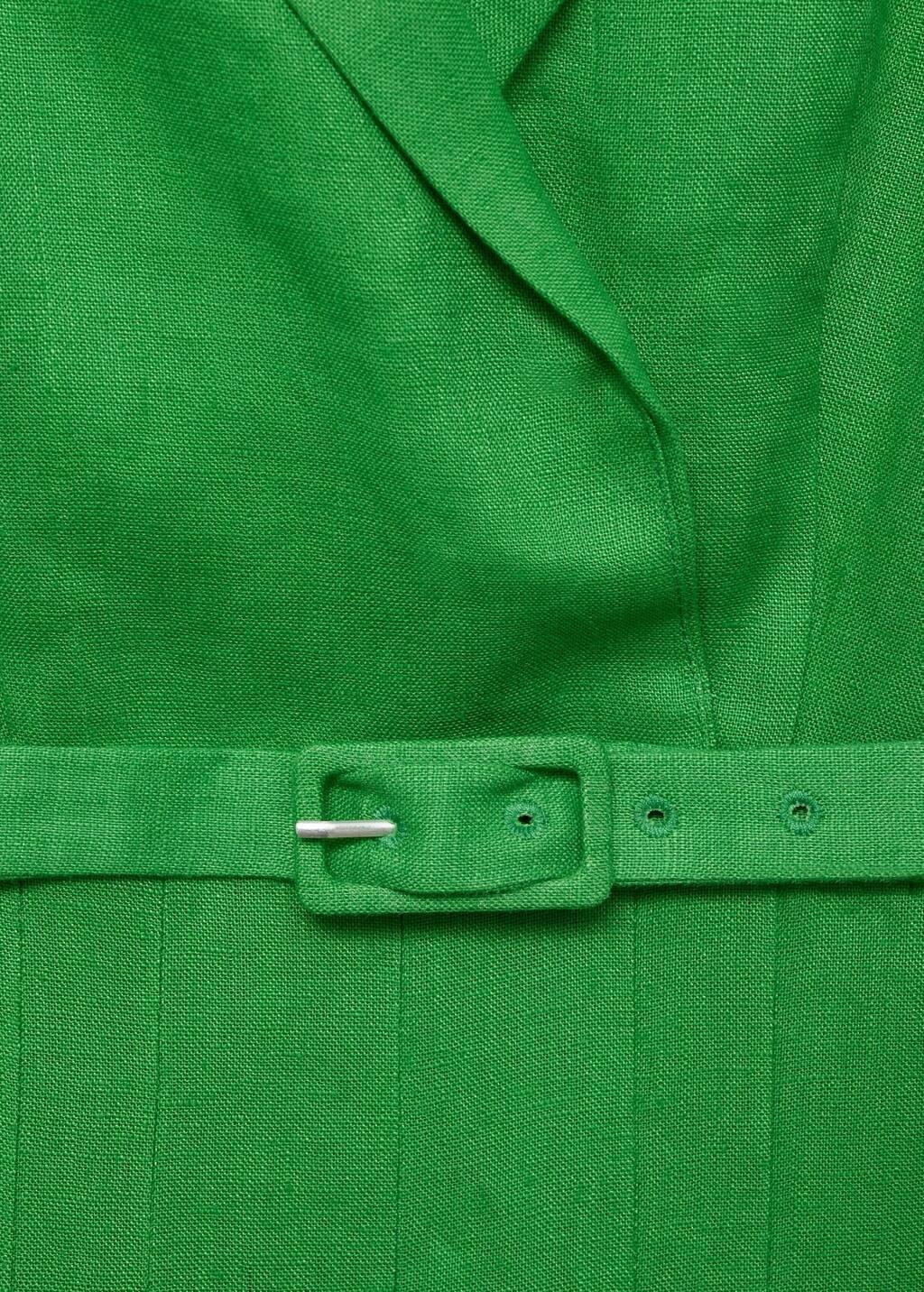 Green Belt Linen Dress, , large image number 3