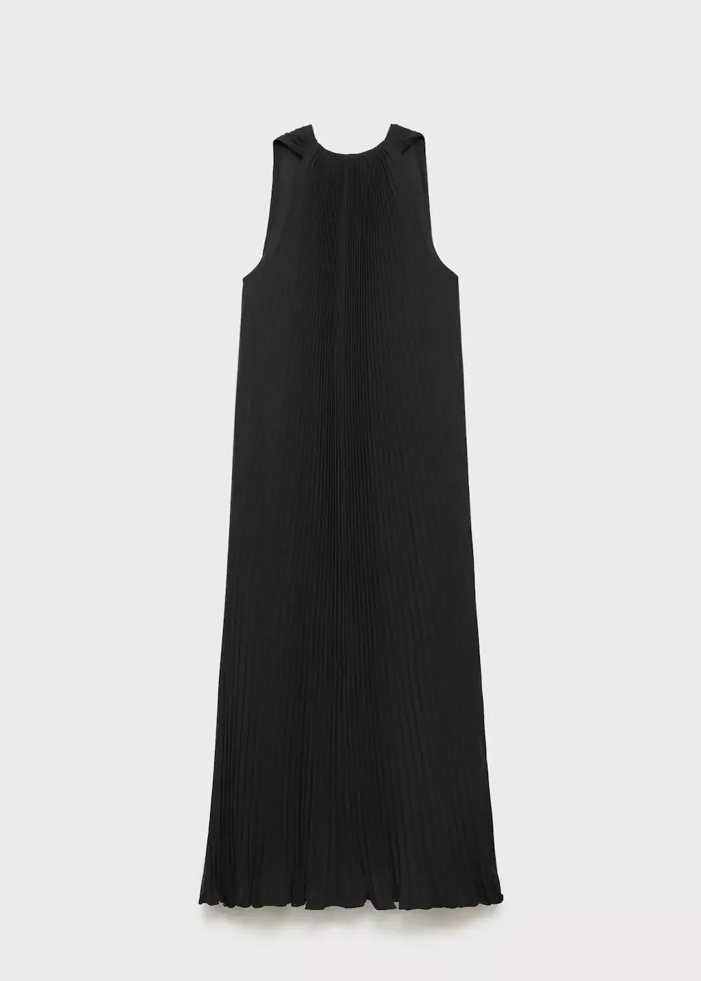 Black Pleated Long Dress, , large image number 4