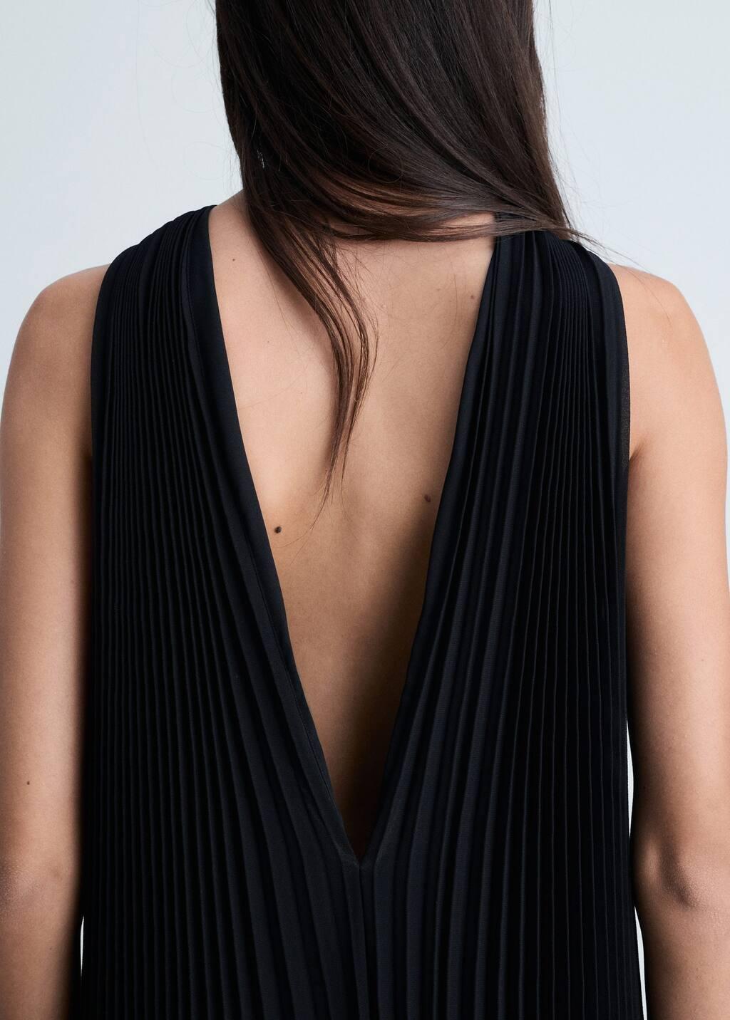 Black Pleated Long Dress, , large image number 5