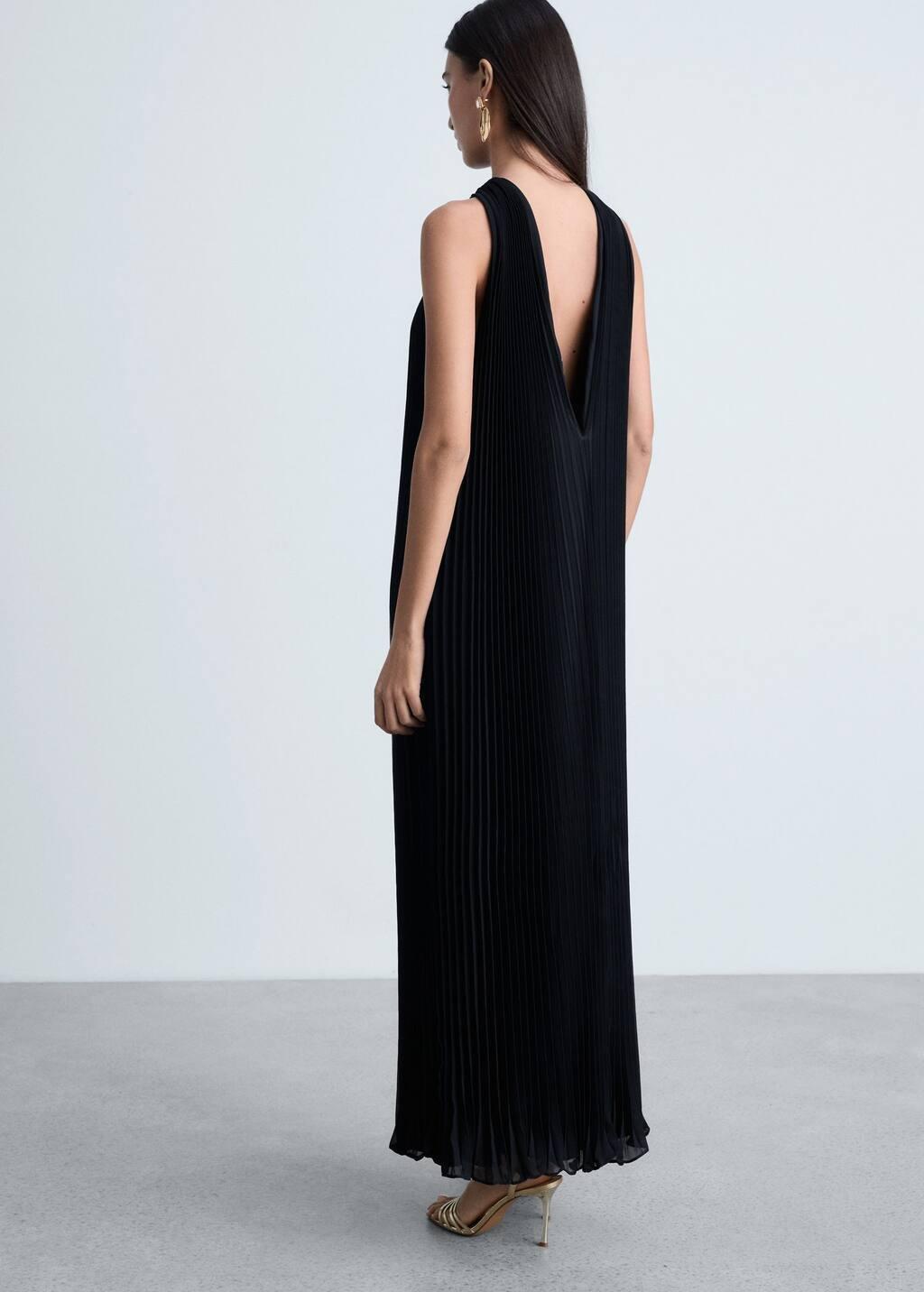 Black Pleated Long Dress, , large image number 7