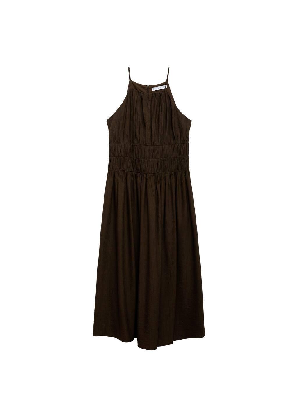 Brown Midi-Dress With Gathered Waist, , large image number 2