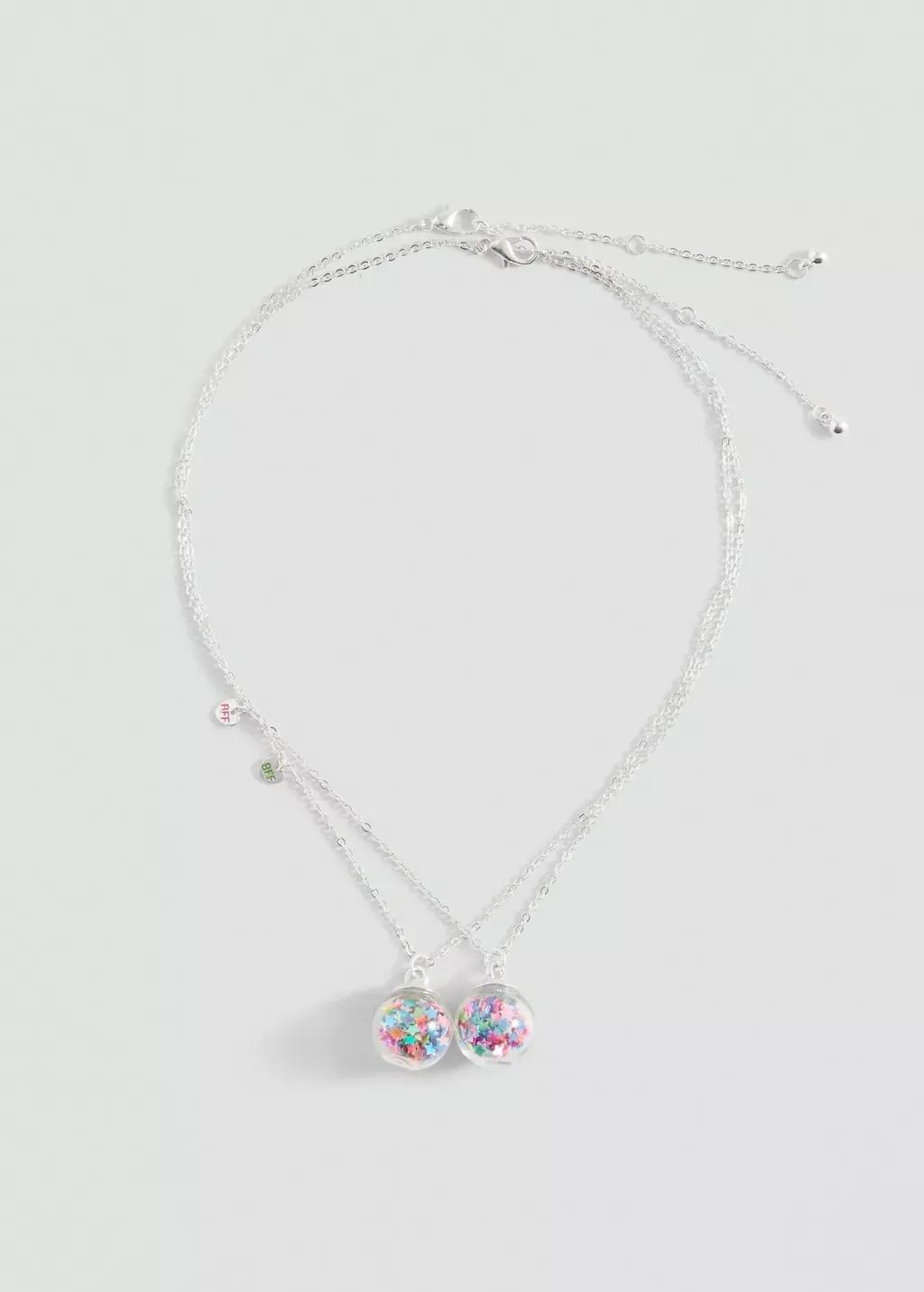 2 Pack Best Friends Necklace, Kids Girls, Silver, large image number 0