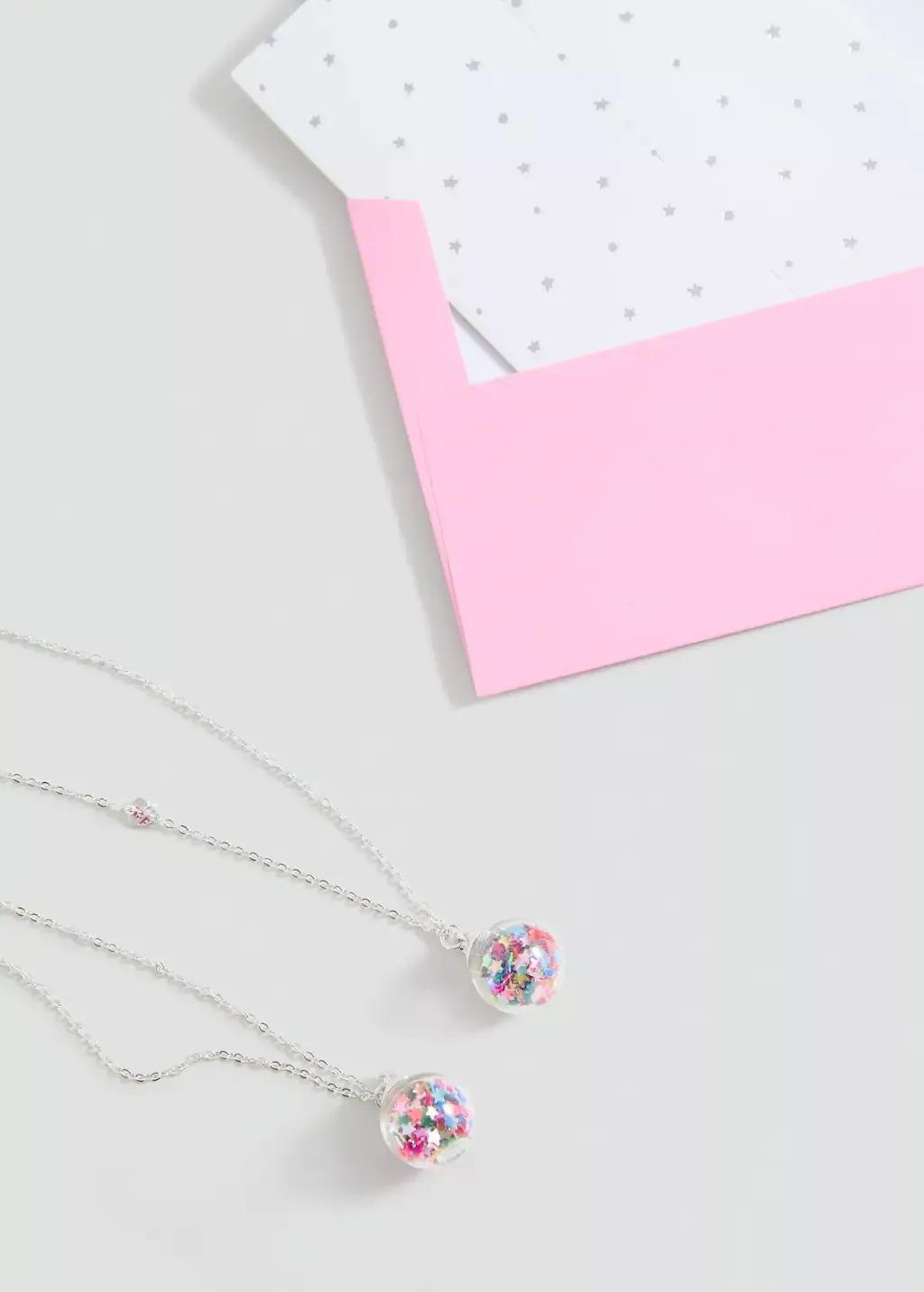 2 Pack Best Friends Necklace, Kids Girls, Silver, large image number 1