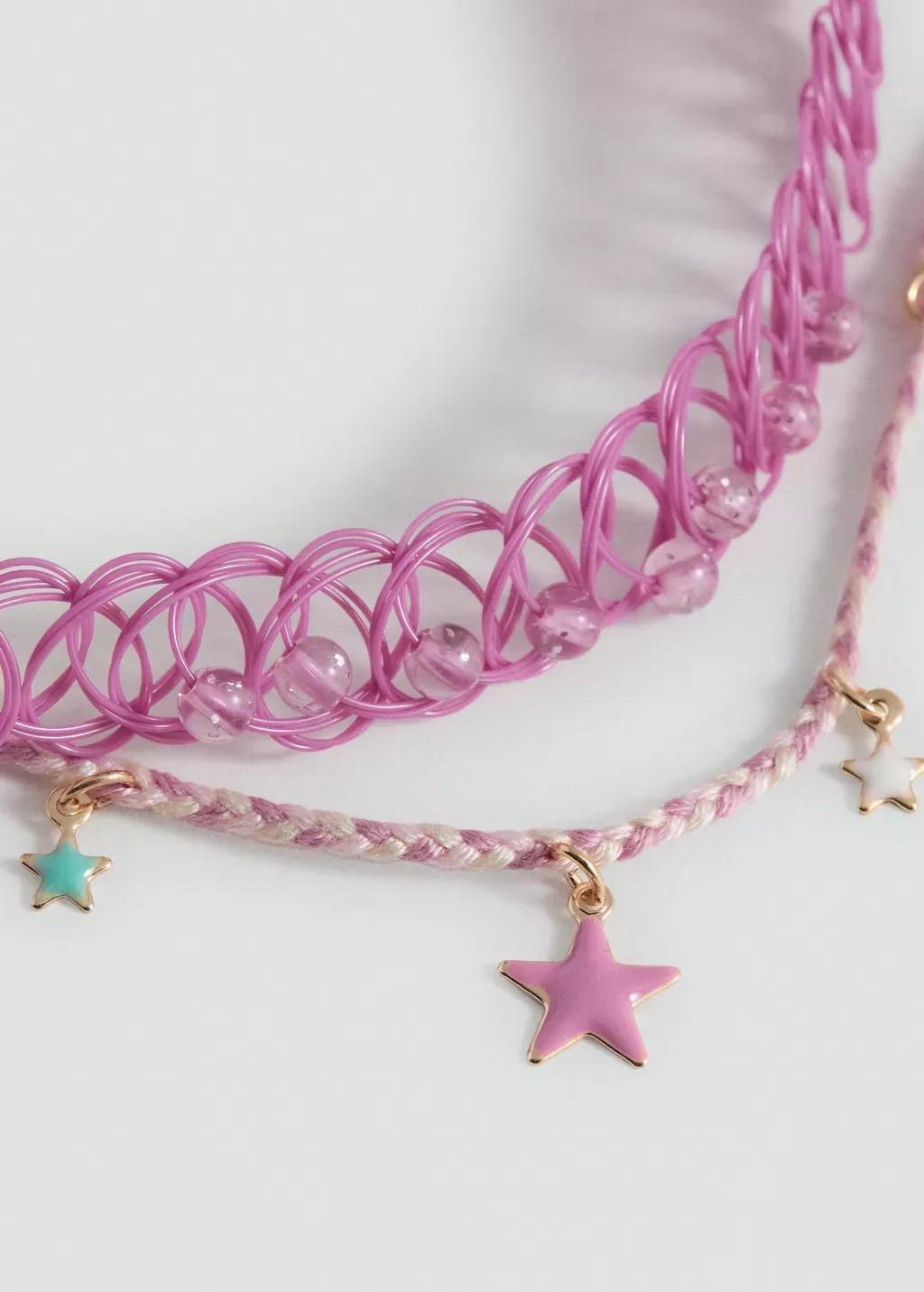 Pink Set 2 Combined Necklaces, Kids Girl, Pink, large image number 0