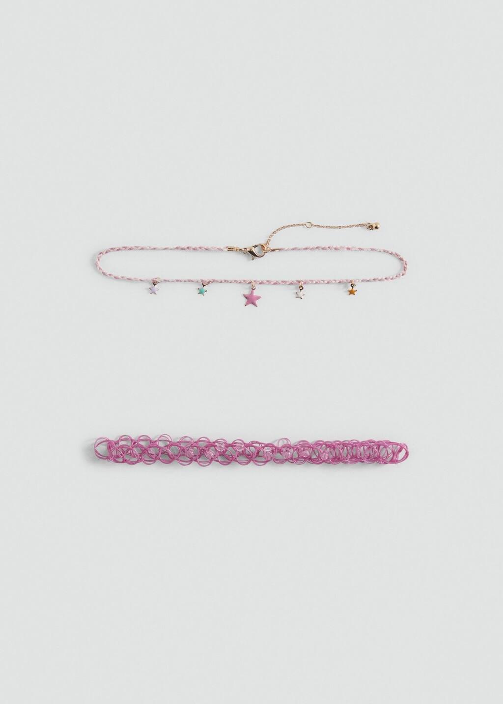 Pink Set 2 Combined Necklaces, Kids Girl, Pink, large image number 2