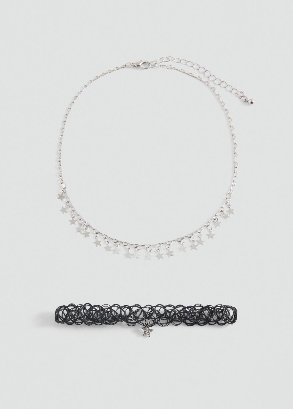 Black Set 2 Combined Necklaces, Black, large image number 0