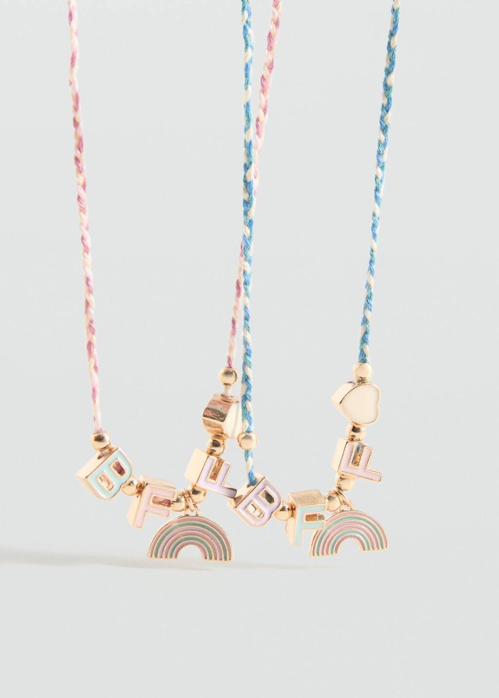 Set 2 Combined Necklaces Girls, Kids Girls, Pink, large image number 0