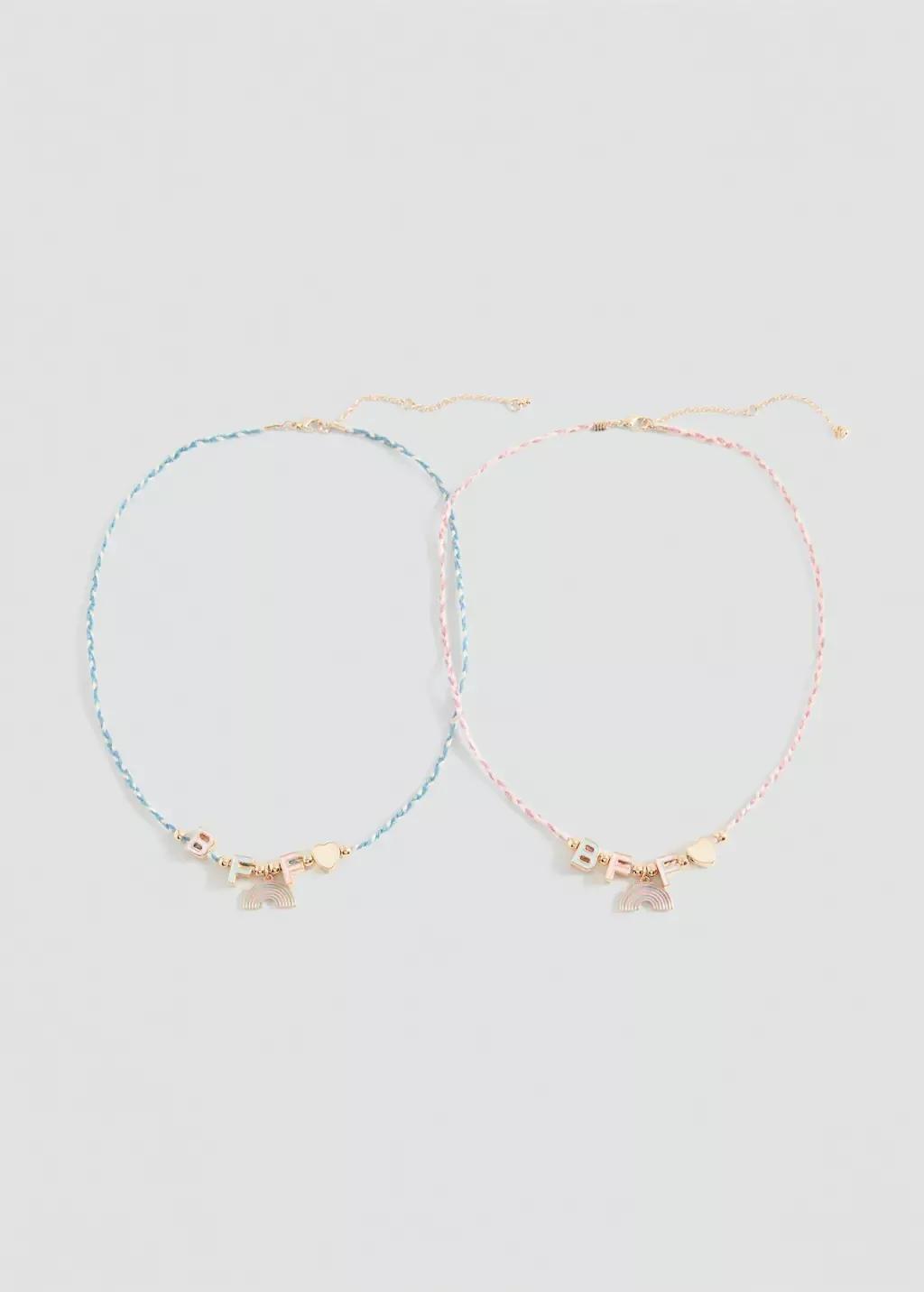 Set 2 Combined Necklaces Girls, Kids Girls, Pink, large image number 4