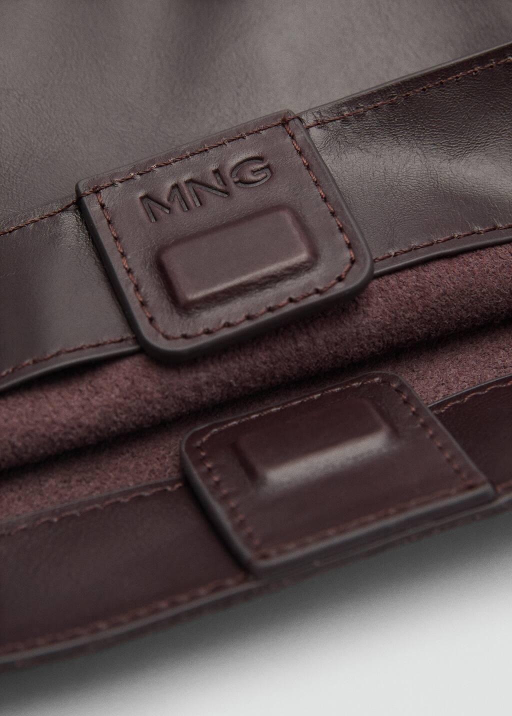 Reflective Embellishment Leather Shoulder Bag, Dark Brown, large image number 3