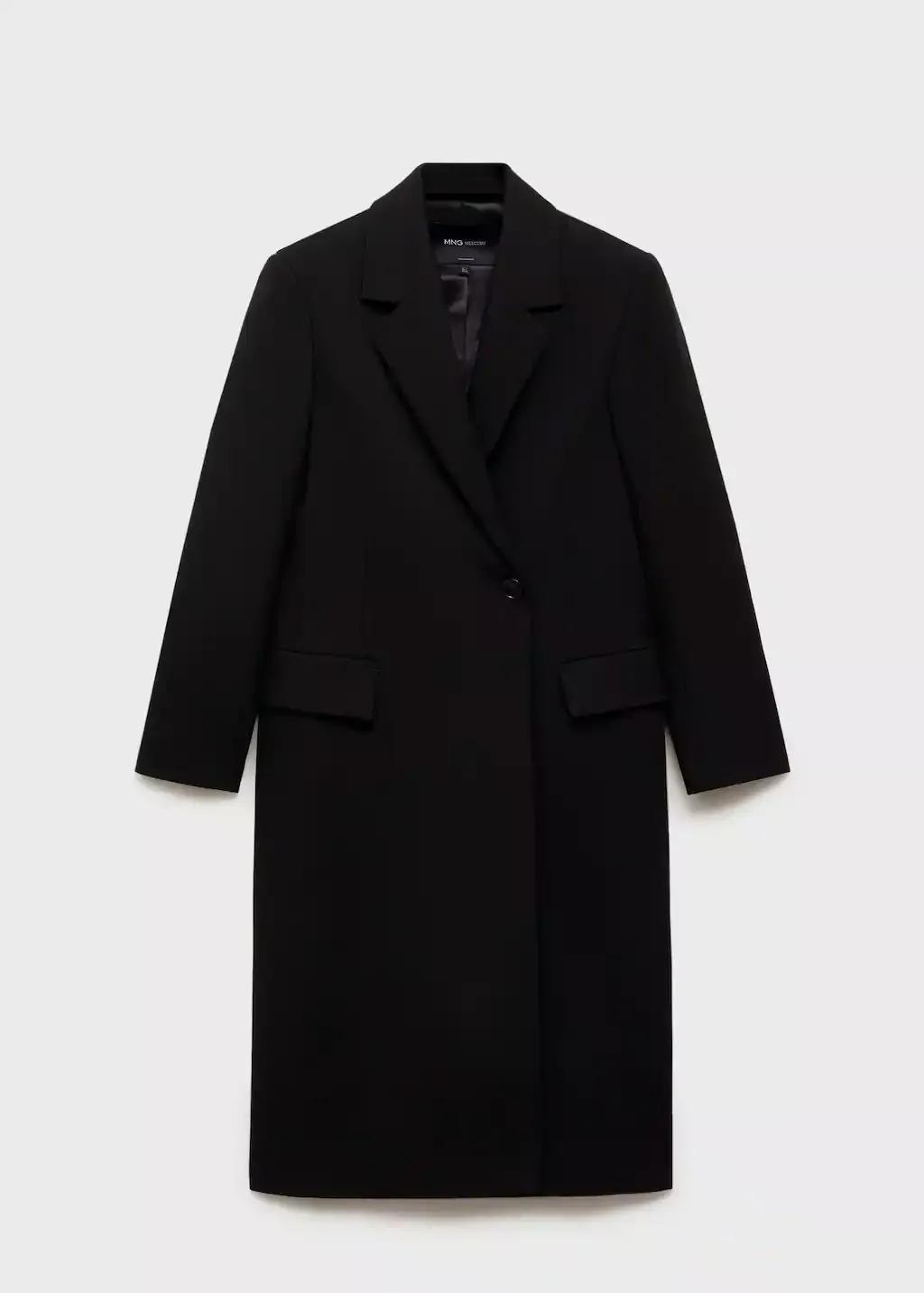 Black Plain Overcoat Long, , large image number 4