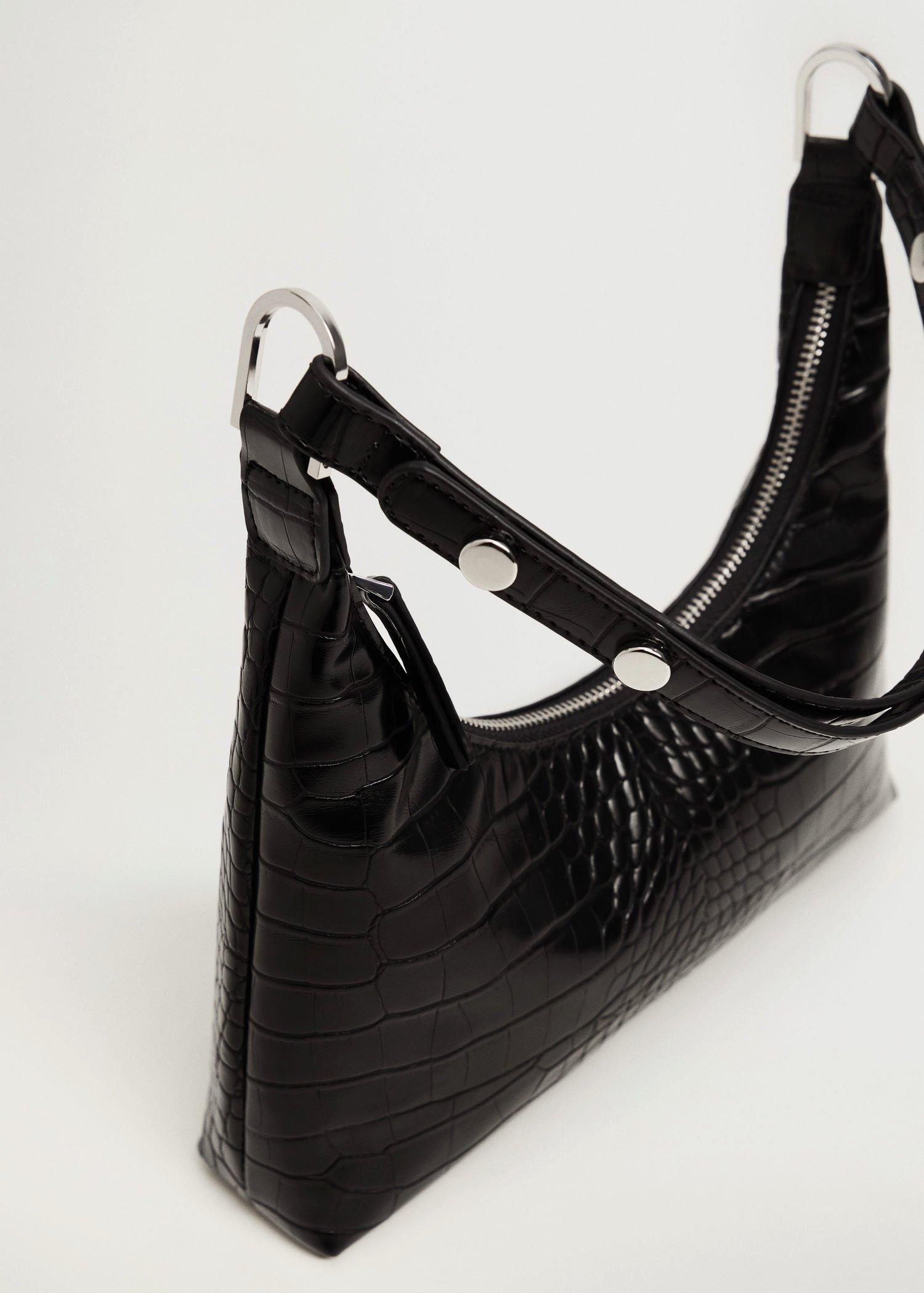Black Croc-Effect Baguette Bag, Women, , large image number 0
