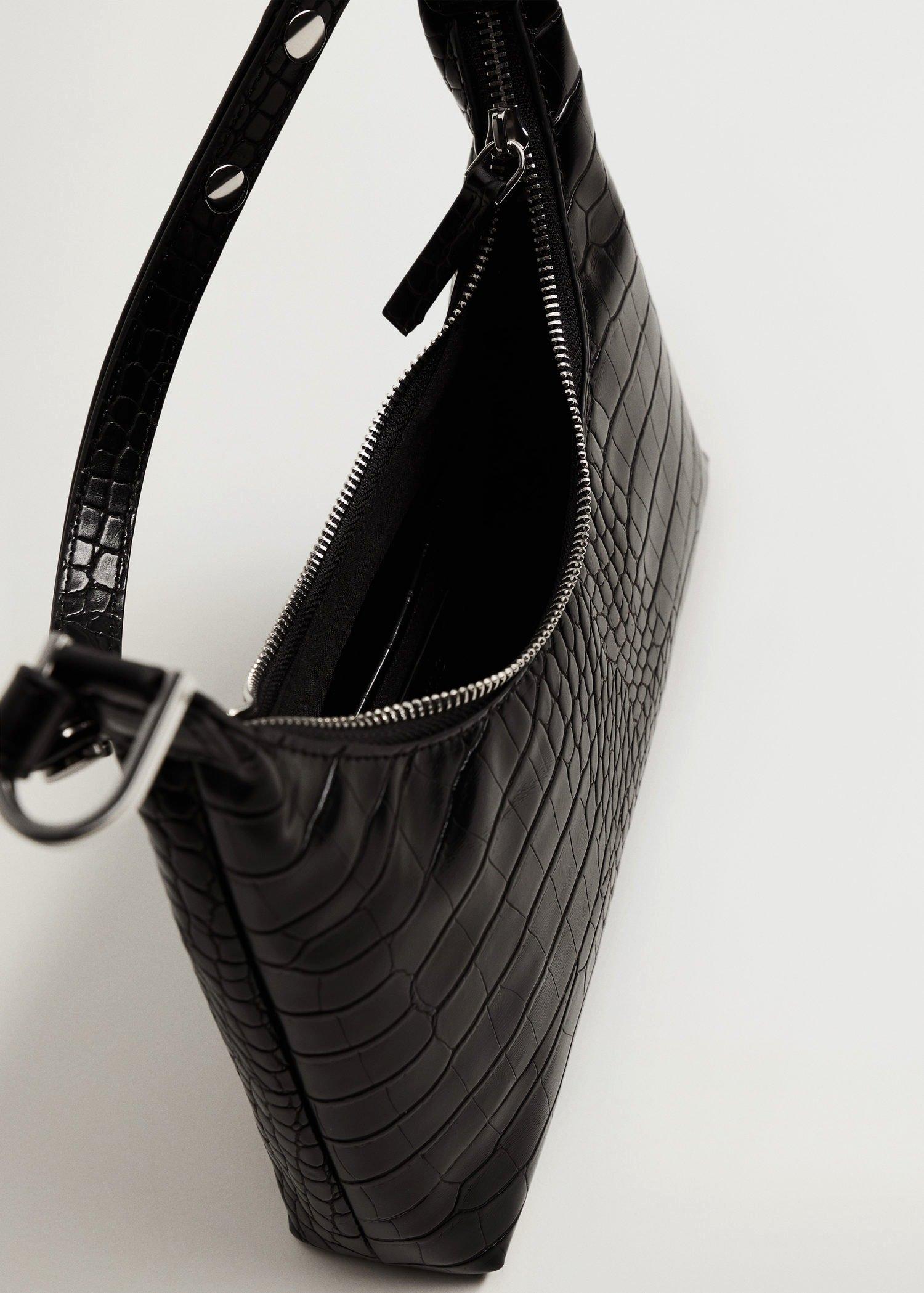 Black Croc-Effect Baguette Bag, Women, , large image number 1
