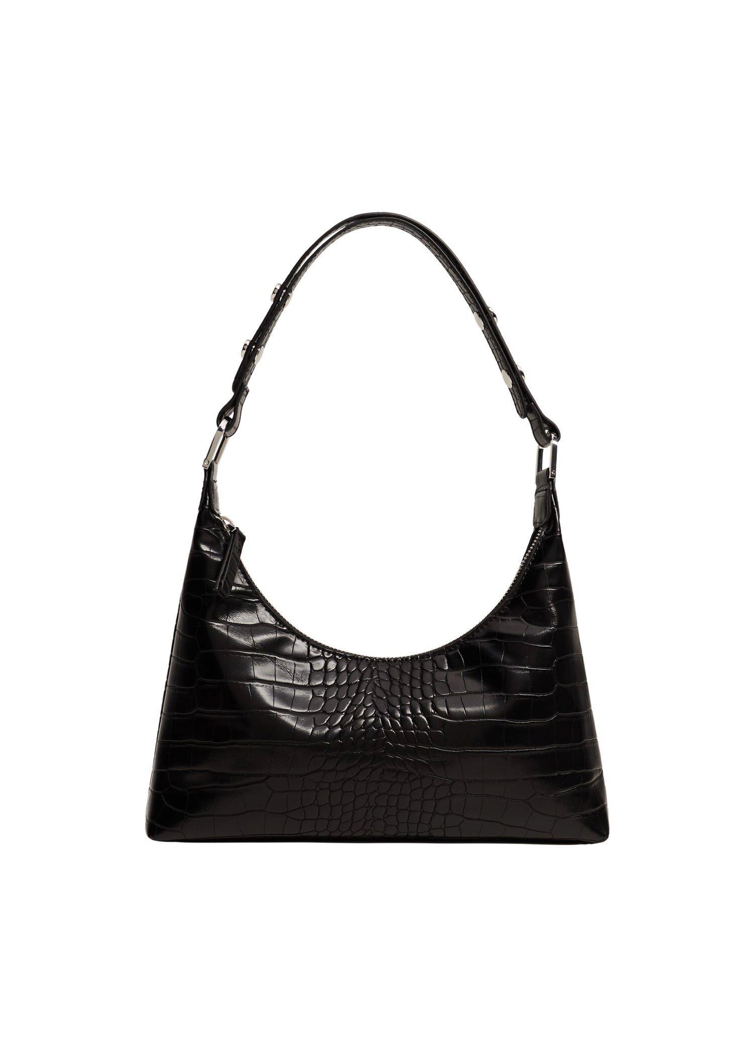 Black Croc-Effect Baguette Bag, Women, , large image number 2