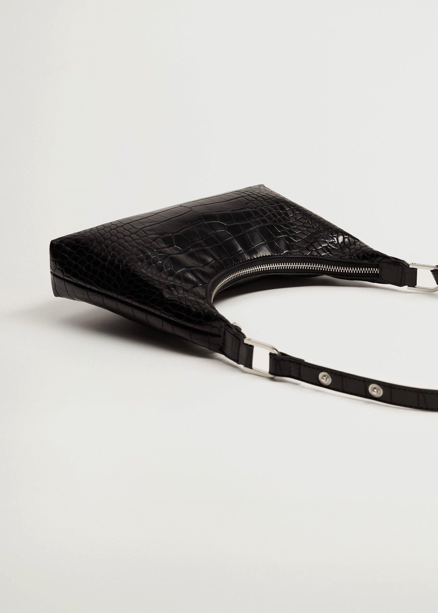 Black Croc-Effect Baguette Bag, Women, , large image number 3