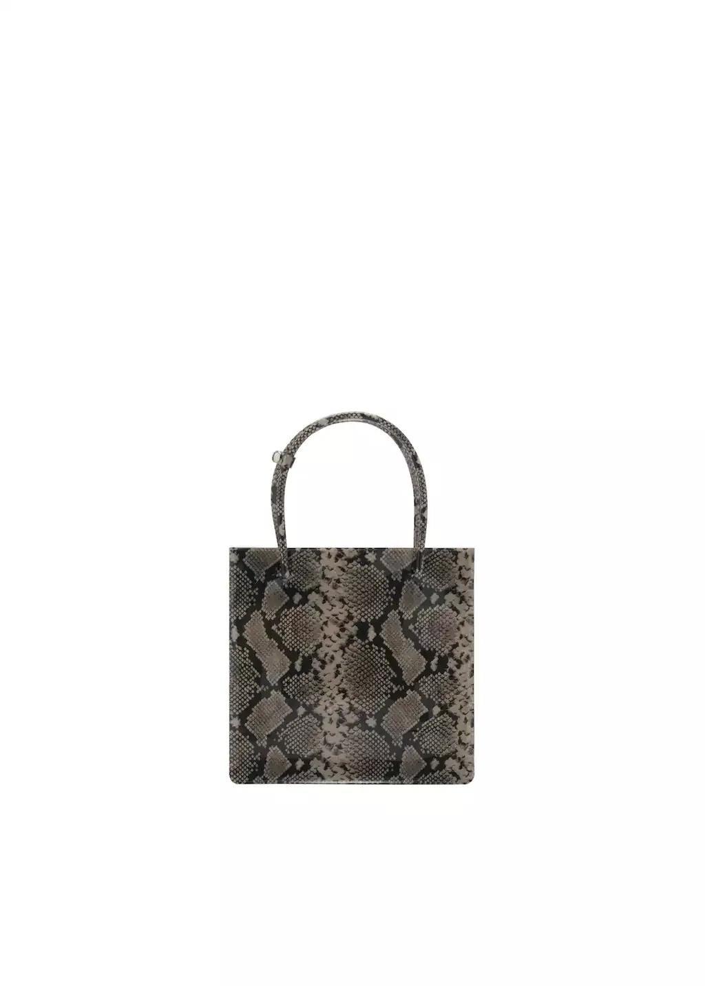 Beige Animal-Print Double-Handle Handbag, 0201_08, large image number 3