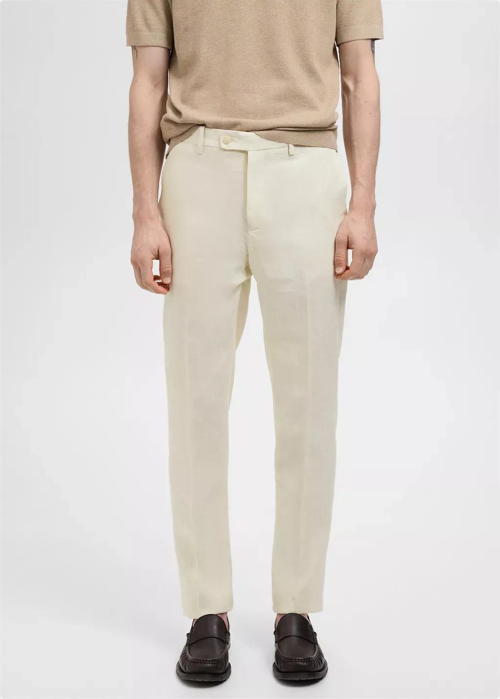 Beige Formal Full Length Trousers, , large image number 0