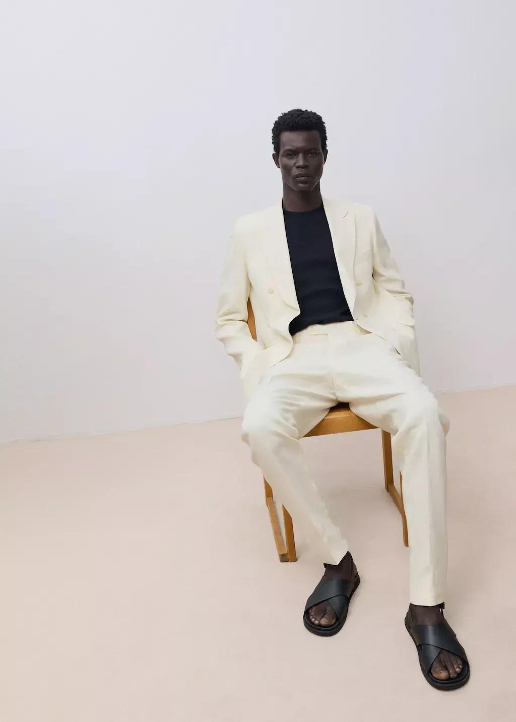 Beige Formal Full Length Trousers, , large image number 2