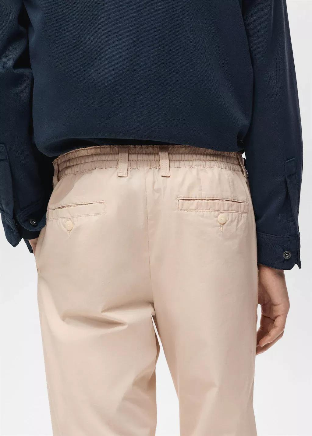Beige Cotton Pants With Adjustable Drawstring, , large image number 5