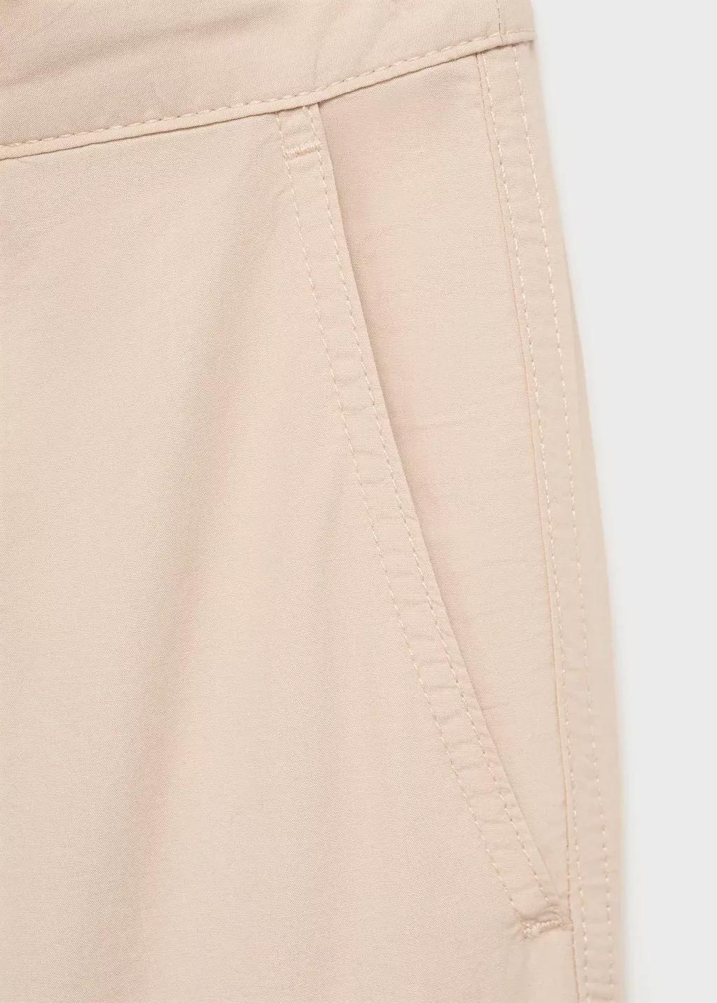 Beige Cotton Pants With Adjustable Drawstring, , large image number 6