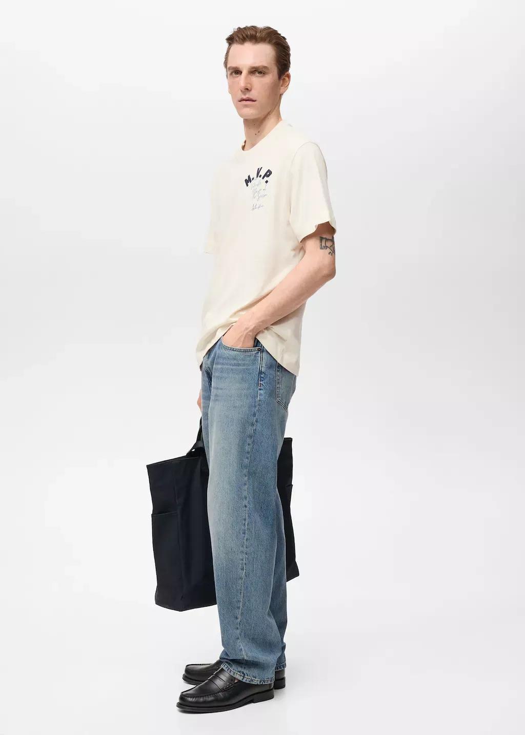 LIGHT BEIGE Embroidered cotton T-shirt, , large image number 2