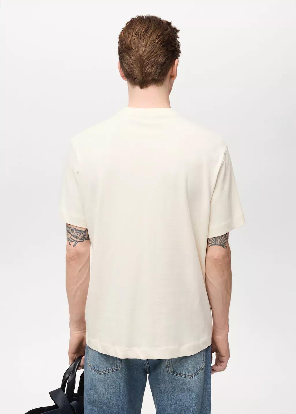 LIGHT BEIGE Embroidered cotton T-shirt, , large image number 5