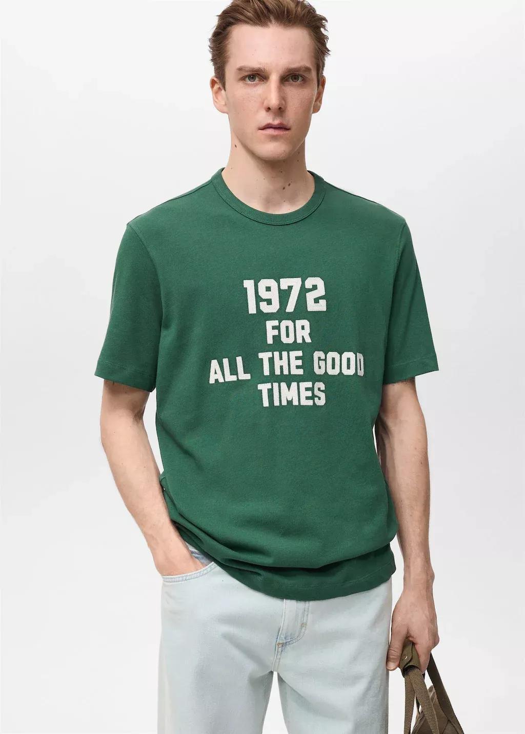 DARK GREEN 100% cotton embroidered t-shirt, , large image number 0