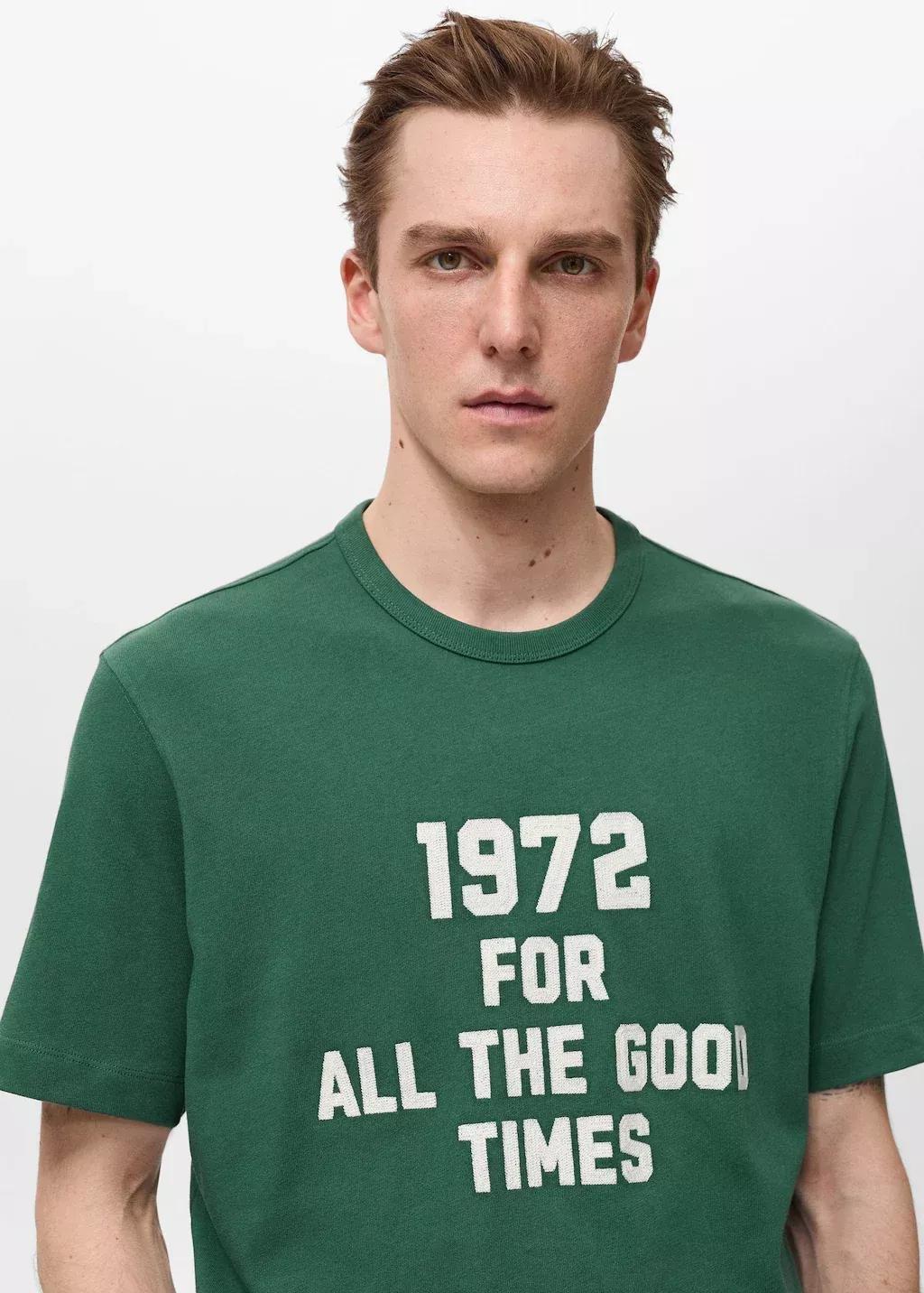 DARK GREEN 100% cotton embroidered t-shirt, , large image number 1