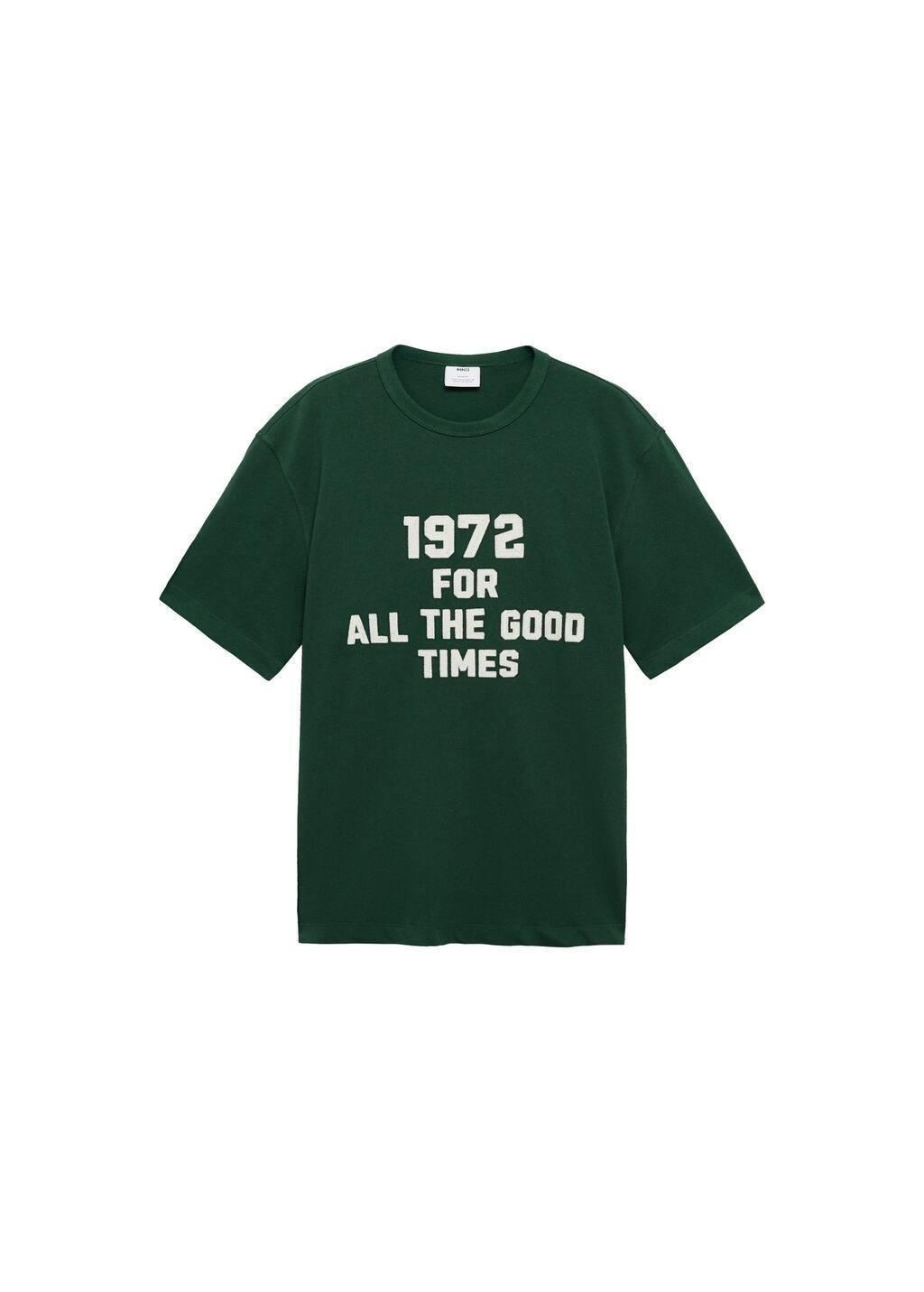 DARK GREEN 100% cotton embroidered t-shirt, , large image number 3